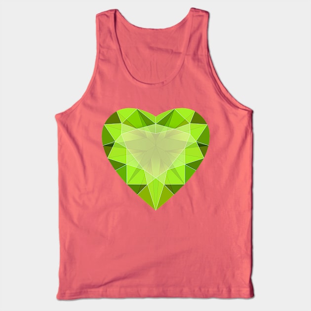 Green Peridot Heart Shaped Gemstone Tank Top by Vivid Chaos